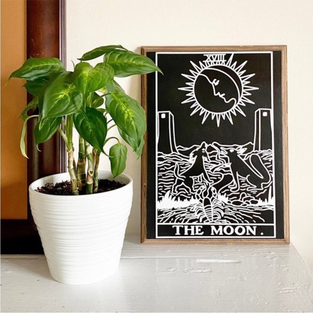The Moon Tarot Card Wooden Plaque Art Shelf Decor